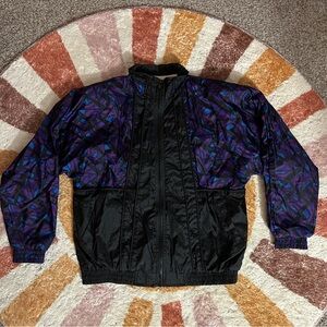 Vintage 80’s On Your Mark black and purple lightweight windbreaker